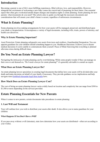 “Estate Planning for New Parents: What Documents Do You Need?”