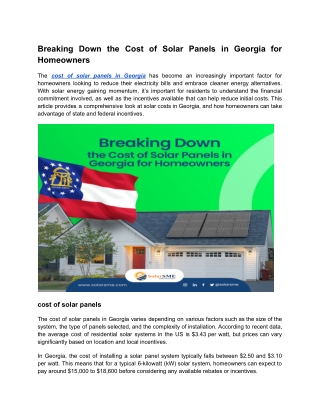 Cost of Solar Panels in Georgia