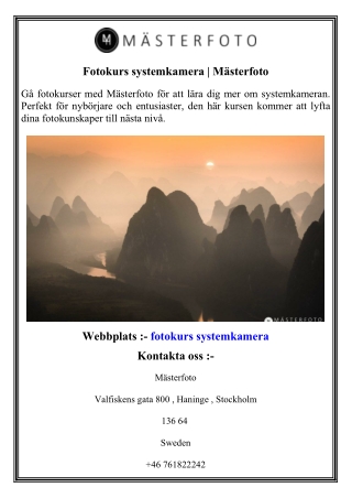 Fotokurs systemkamera   Mästerfoto