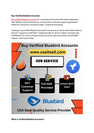 Buy Verified Bluebird Accounts