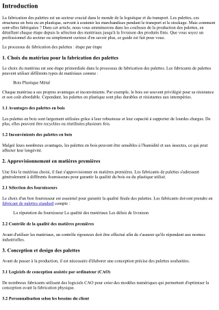 Le processus de fabrication des palettes : étape par étape