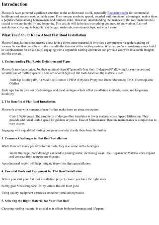 “What You Should Know About Flat Roof Installation”