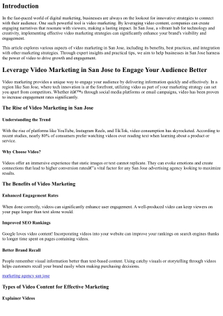 Leverage Video Marketing in San Jose to Engage Your Audience Better