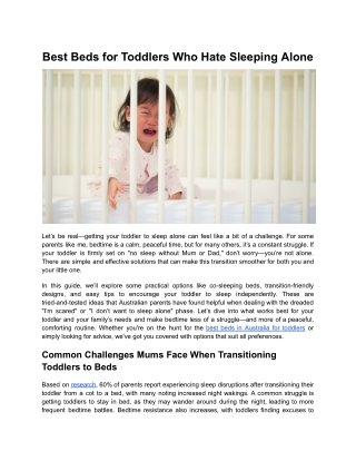 Best Beds for Toddlers Who Hate Sleeping Alone