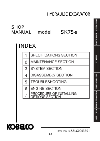 Kobelco SK75-8 HYDRAULIC EXCAVATOR Service Repair Manual Instant Download (Book Code No. S5LG0003E01)