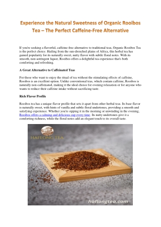 Organic Rooibos Tea: A Sweet, Nutty, and Caffeine-Free Herbal Delight