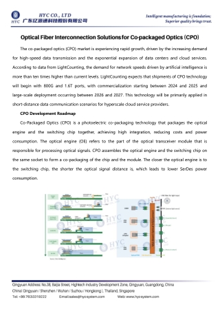 Optical Fiber Interconnection Solutions for Co-packaged Optics (CPO)