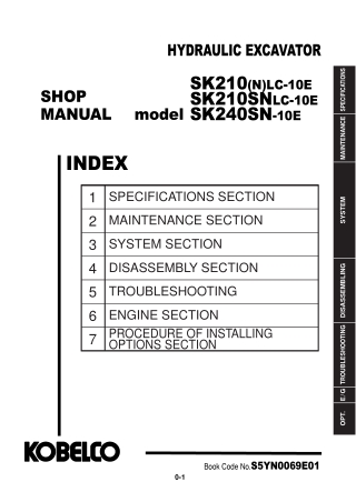 Kobelco SK210(N)LC-10E, SK210SNLC-10E, SK240SN-10E HYDRAULIC EXCAVATOR Service Repair Manual Instant Download (Book Code