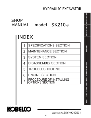 Kobelco SK210-9 Hydraulic Excavator Service Repair Manual Instant Download (Book Code No. S5YN0042E01)