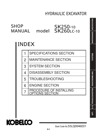 Kobelco SK250-10, SK260LC-10 HYDRAULIC EXCAVATOR Service Repair Manual Instant Download (Book Code No. S5LQ0046E01)