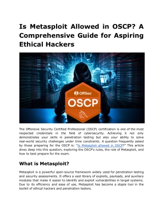 Is Metasploit Allowed in OSCP