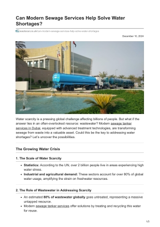eautocar.co.uk-Can Modern Sewage Services Help Solve Water Shortages
