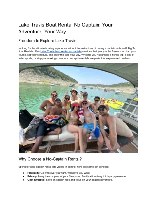 Lake Travis Boat Rental No Captain_ Your Adventure, Your Way