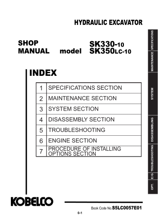 Kobelco SK330-10, SK350LC-10 HYDRAULIC EXCAVATOR Service Repair Manual Instant Download (Book Code No. S5LC0057E01)