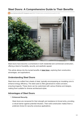 Steel Doors A Comprehensive Guide to Their Benefits