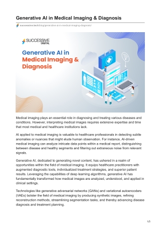 Generative AI in Medical Imaging  Diagnosis