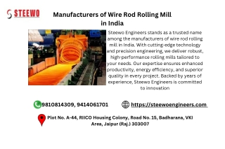 Manufacturers of Wire Rod Rolling Mill in India - Steewo Engineers