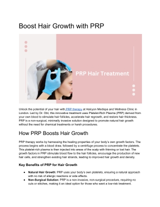 PRP for Hair Regeneration