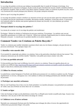 Comment Vendre vos Créations en Palette Recyclée ?