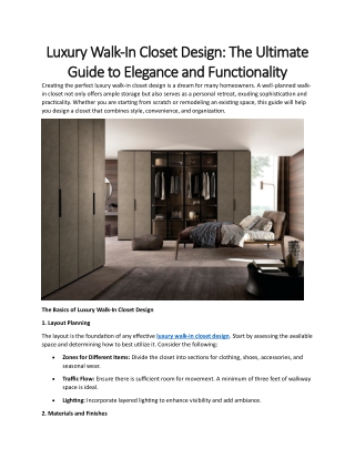 Luxury Walk-In Closet Design: The Ultimate Guide to Elegance and Functionality