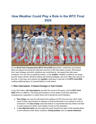 How Weather Could Play a Role in the WTC Final 2025