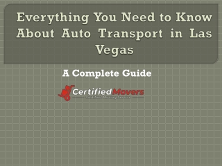 Detail Guide For Auto Transport in las vegas