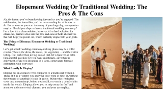 Elopement Wedding Or Traditional Wedding The Pros & The Cons