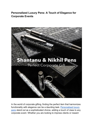Personalized Luxury Pens_ A Touch of Elegance for Corporate Events