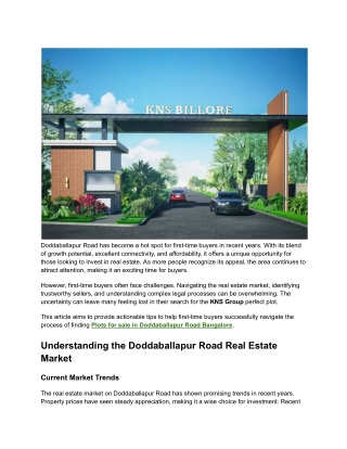 Plots for sale in Doddaballapur Road Bangalore