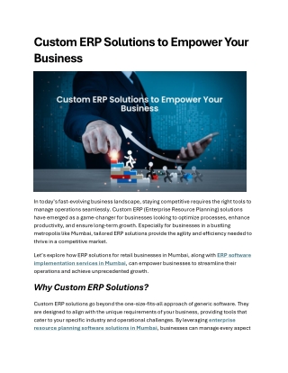 Custom ERP Solutions to Empower Your Business