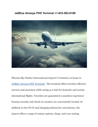 JetBlue Airways PHX Terminal  1-833-563-0186
