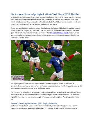 Six Nations France-Springboks first Clash Since 2023 Thriller