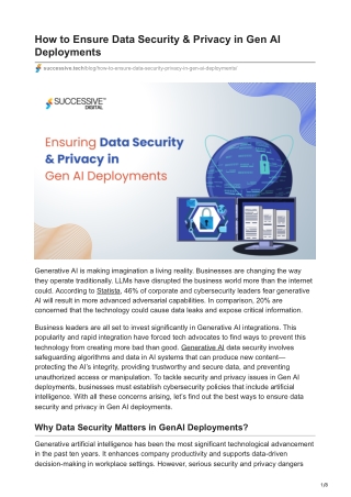 successive.tech-How to Ensure Data Security  Privacy in Gen AI Deployments