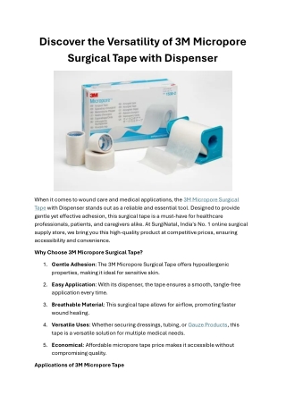 Discover the Versatility of 3M Micropore Surgical Tape with Dispenser
