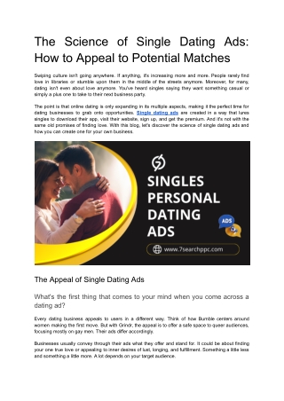 The Science of Single Dating Ads: How to Appeal to Potential Matches