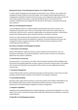 Exploring the Power of Card Management Systems An In-Depth Overview