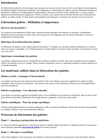 Fabrication de palettes : Un secteur en pleine évolution !