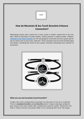 How do Mountain & Sea Touch Bracelets Enhance Connection ?