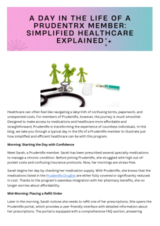 A Day in the Life of a PrudentRx Member: Simplified Healthcare Explained