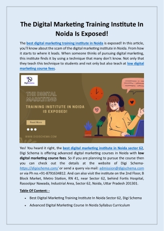 The Digital Marketing Training Institute In Noida Is Exposed!