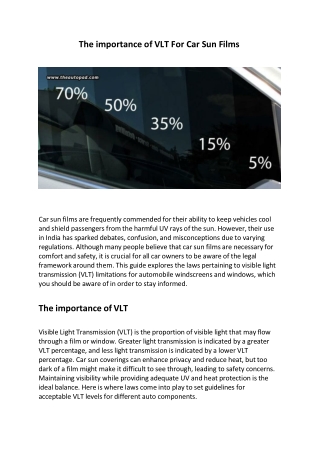 The importance of VLT For Car Sun Films