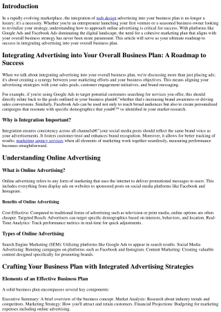 Integrating Advertising into Your Overall Business Plan: A Roadmap to Success