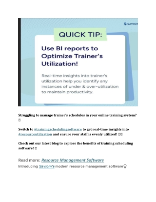 Use BI reports to Optimize Trainer's Utilization! slideserve