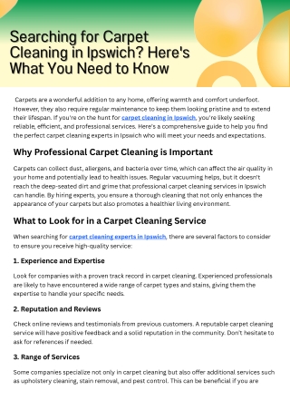 Searching for Carpet Cleaning in Ipswich Here's What You Need to Know