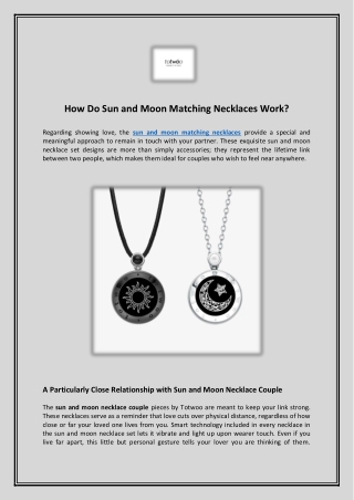 How Do Sun and Moon Matching Necklaces Work