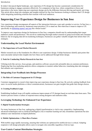 Improving User Experience Design for Businesses in San Jose