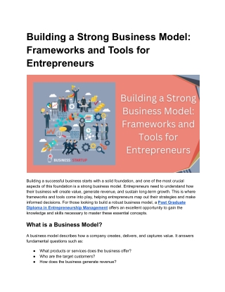 Building a Strong Business Model_ Frameworks and Tools for Entrepreneurs