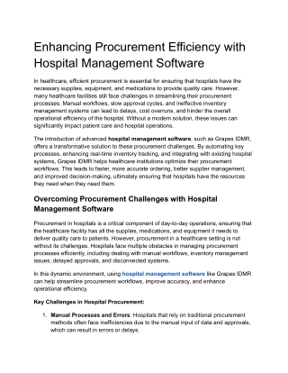 Enhancing Procurement Efficiency with Hospital Management Software