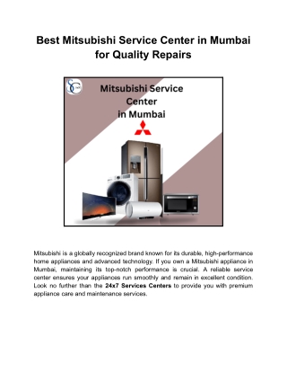 Best Mitsubishi Service Center in Mumbai for Quality Repairs