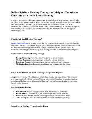 Online Spiritual Healing Therapy in Udaipur k1 03.01.2025